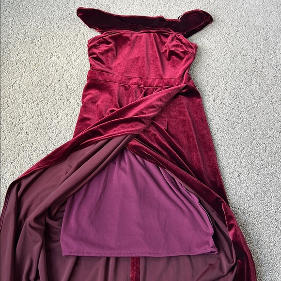 BHLDN Edison Burgundy Velvet Dress Off Shoulder Luxe Evening Formal SZ US 4 NWOT - Picture 13 of 16
